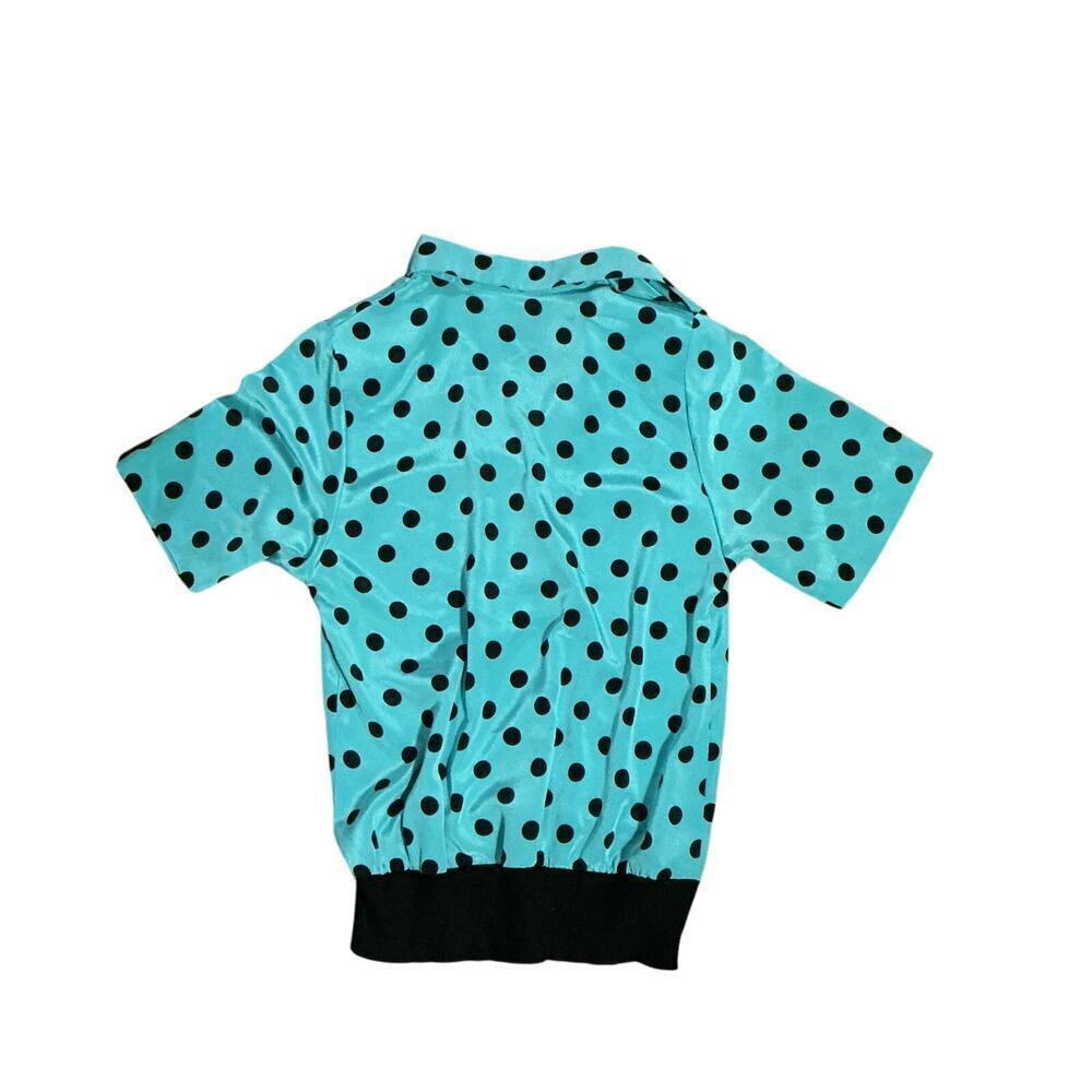Vintage Courtney Jones Blue Polka Dot Skirt Set Size 10l Short Sleeve Blouse - Picture 4 of 11
